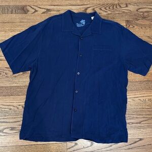 Tommy Bahama Original Fit Navy Short-Sleeve Camp Shirt Silk XL